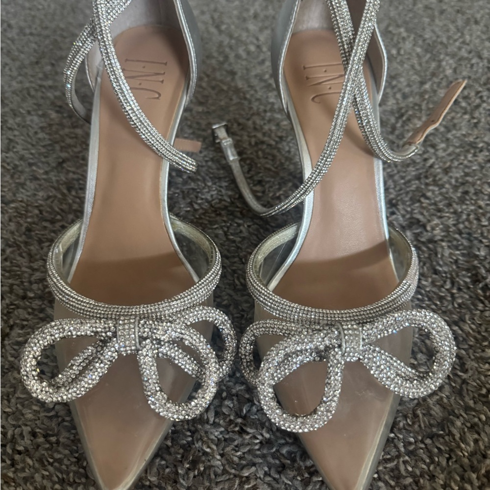 Elegant Silver Strappy Heels